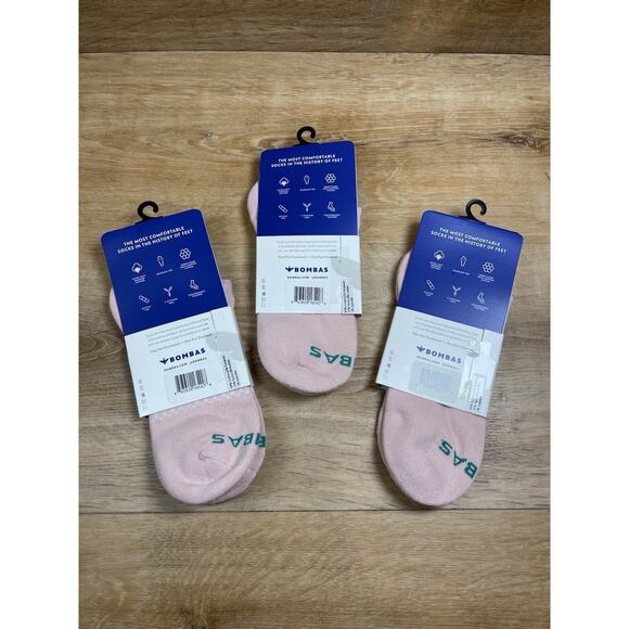 New 3 Pairs Bombas Ankle Socks Pink Medium - Picture 3 of 3